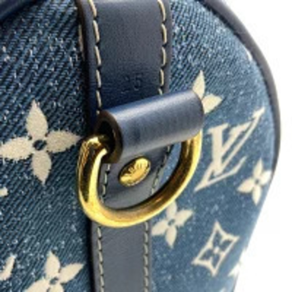 Louis Vuitton Denim Bandouliere Handbag Shoulder Bag Jacquard Blue Speedy